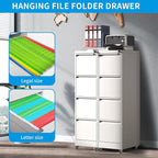 4-Drawer Mobile File Cabinet with Lock and Wheels, Tall Vertical Filing Cabinets Steel Rolling Storage Cabinet for Home Office Legal/Letter/A4 Files, Require Assembly (White)