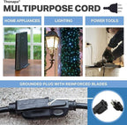 6 Foot Outdoor Extension Cord - 12/3 Heavy Duty Black Extension Cable with 3 Prong Grounded Plug for Safety - Great for Garden, Tools and Major Appliances