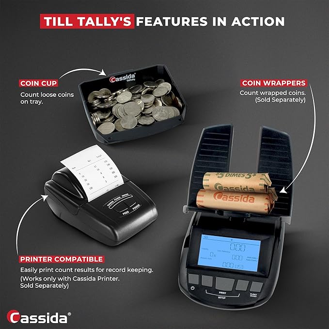 Cassida Professional Money Counting Scale Bill Counter (Till Tally), 1 Pack, Black