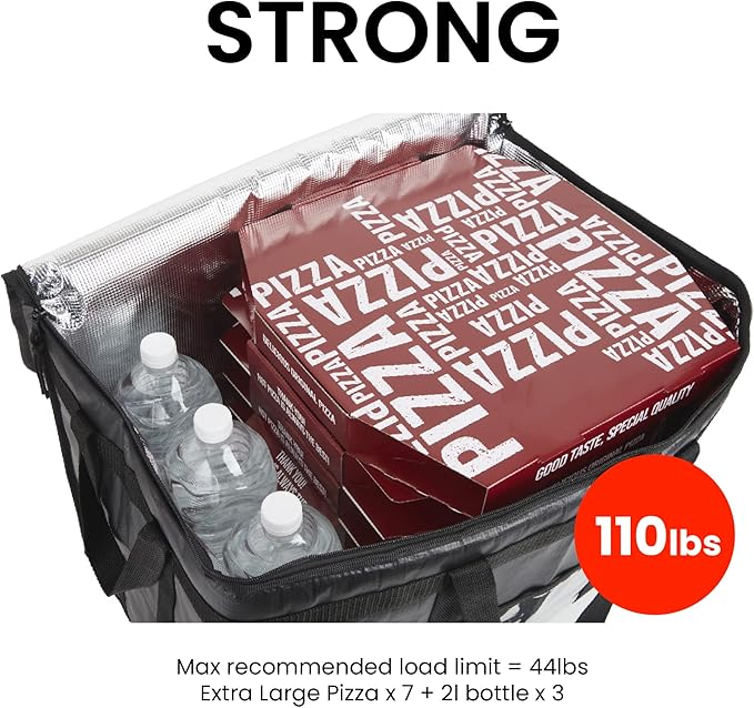 3XL Insulated Cooler Bag and Food Warmer for Delivery & Grocery Shopping with Zippered Top, Orange (1 Pack)