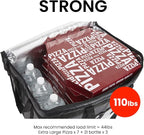 Insulated Cooler Bag and Food Warmer (3XL, 4 Pack) for Delivery & Grocery Shopping with Zippered Top, Black
