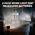 2 Pack LED Work Light Compatible with Milwaukee m18 18V Battery, 40W 6000LM Cordless Work Light with 2 USB Output Port, 145° Adjustable Portable Home Light Accessory Flashlight (Battery NOT Included)