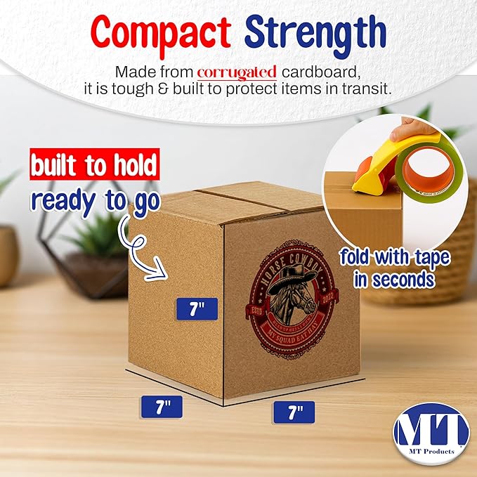 MT Products Custom Printed Kraft Cardboard Shipping Boxes 7" x 7" x 7" - Personalized Mailing Boxes and for Gifting