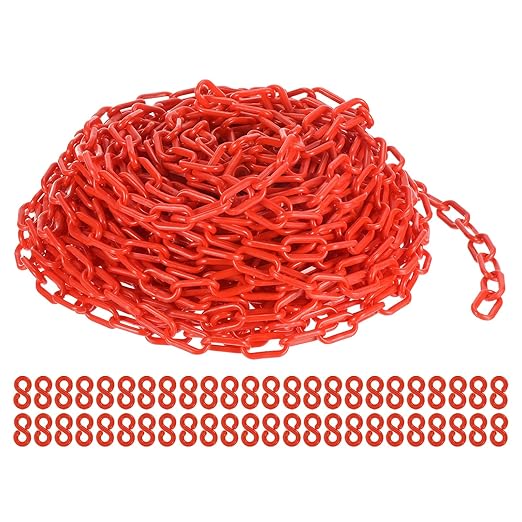 PATIKIL Plastic Chain Links, 100 Foot Safety Barrier Chain for Crowd Control, Queue Line, Parking, Fence, Gate, Concert, Construction Site and Decoration