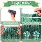 3 Pack 3.3 x 8.2 ft Retro Green Foil Fringe Backdrop Curtains, Tinsel Streamers Party Decorations, Fringe Backdrop, Door Shimmer for Christmas