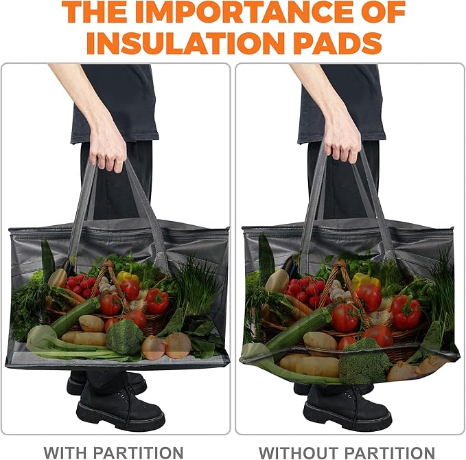 Insulated Food Delivery Bag, Commercial Grade Pizza Carrier for Hot and Cold Food, Large Reusable Catering Cooler Bag 22x15x14, Pizza Delivery Box for Uber Eats, Doordash Essentials
