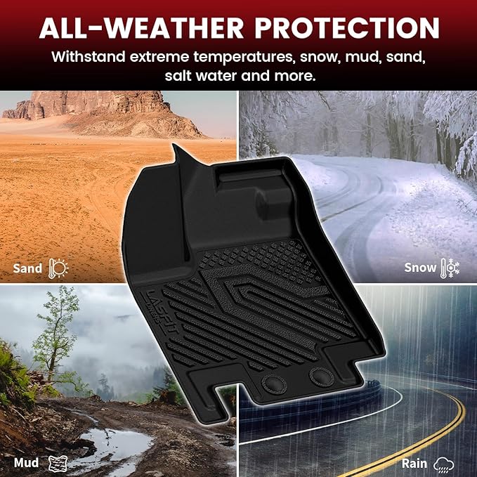 LASFIT Floor Mats & Cargo Mat for Nissan Pathfinder 2025 2024 2023 2022 Fit 7/8-Seater, All Weather TPE Custom Fit Durable Floor Liners for Pathfinder SV/SL/Platinum Car Mats & Trunk Mats, Black