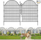 5 Panels Decorative Garden Fencing with Gate for Yard, 40in (H) x 11.8ft (L) No Dig Animal Barrier Fence, Rustproof Metal Wire Outdoor Dog Fences Panel Border with Temporary Ground Stakes