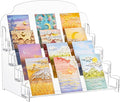 Menkxi Clear Acrylic Greeting Card Display Stand Portable Sticker Display Stand Card Display Rack Holder Postcard Organizer for Retail Counter Desk Stamp Mail Photo Storage(4 Tier,16''x10''x14'')