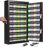 200 Keys Dual Lock Key Cabinet, Anti-Theft Key Lock Box with Key Tags, Adjustable Key Organizer Wall Safe for Car Office House Garage Rental Business