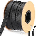 Pangda 150 Feet 1 Inch Wire Loom Pet Expandable Braided Sleeving Braided Sleeve for TV, Computer, Home Theater (Black)