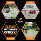 Xpose Safety 28” Lime Green Traffic Cone Dual 6" & 4" Reflective Collar – 12 Pack Multipurpose Premium PVC Safety Cone for Parking, Caution, Construction, Road Crews, Emergency Vehicle - DOT Approved