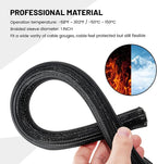 RED WOLF Cable Sleeves Cord Management Braided Wire Loom Split Sleeving 3/8 Inch x 10 FT Protector Wiring Cable Cover Flexible Self-Wrap for Automotive Home Office Anti-Scratch High-Temperature Black