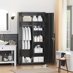 INTERGREAT Metal Wardrobe Closet, 72" Black Locking Storage Wardrobe Cabinet with Locking Doors and Adjustable Shelves, 18" D x 36" W Tall Steel Clothes Storage for Office, Home, School, Gym