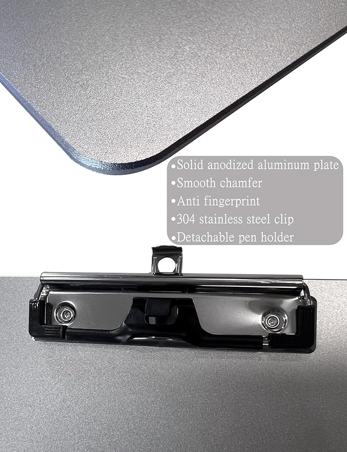 11x17 Metal Clipboard with Pen Holder,Contractor Heavy Duty A3 Size Aluminum Clipboards,Large Drawing Board with 304 Stainless Steel Clips