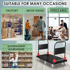Heavy-Duty Platform Truck Cart with 2 Handrails and 6 of 6" Wheels 2200lbs Capacity Foldable Push Cart Dolly Large Flatbed Hand Cart Moving Dolly Cart for Groceries,Garage,Warehouse (50" Lx27 W)