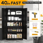 Greenvelly 72" H Metal Storage Cabinet, 36" W x 18" D Black Metal Cabinet with 2 Doors and 4 Adjustable Shelves,Locking Cabinets for Office, Home, Garage, School