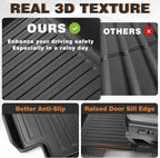 TripleAliners Floor Mats Compatible with Tesla Cybertruck 2023 2024 2025 Accessories All Weather 3D Custom Fit Black TPE Floor Liners 1st & 2nd Row Interior Liners(Floor Mats)