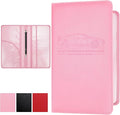 PLOJOP Car Registration and Insurance Card Holder, Leather License Document Pink Glove Box Compartment Organizer, Car Wallet Case for Essential Info, License Cards, ID Card