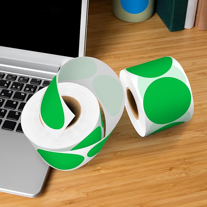 Easy to Use 2 Inch Green Multi-Purpose Round Coding Labels, 4 Rolls 2000 PCS Circle Strong Adhesive Sticker for Office,Inventory, Organizing