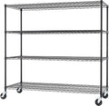 Trinity Basics 4-Tier Adjustable Wire Shelving with Wheels for Kitchen Organization, Garage Storage, Laundry Room, NSF Certified, 600 to 1800 Pound Capacity, 60” by 24” by 54”, Black