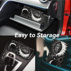 Car Registration and Insurance Holder, Leather Car Glove Box Organizer, Cool Car Accessories for ID, Driver's License Cards & Essential Document, business cards, Men&Women,Blacks Soon Moon Stars