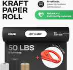 Black Kraft Paper Roll 24" x 2160" (180 feet) with Cutter - USA-Made Quality Paper 50lb Thickness for Wrapping, Packing, Moving, Shipping, & Crafts/Arts - Natural Kraft Material by IDL Packaging