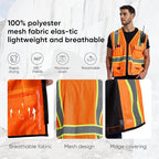 SRsafety High Visibility Vest, Security Vest with 9 Pockets,Mesh Safety Vest for Construction Workers Sanitation Workers