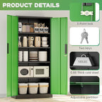 INTERGREAT Metal Storage Cabinet with Lock, 61" H Metal Cabinets Storage with 2 Doors and 4 Adjustable Shelves, Locking Garage Cabinet for Home Office, Kitchen, Bathroom (Black Green)