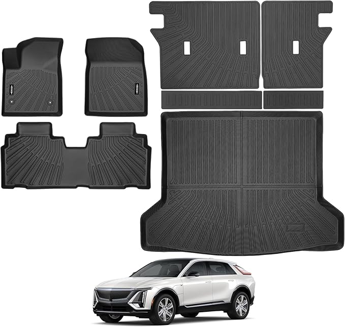 All Weather Floor Mats for 2023 2024 2025 2026 Cadillac Lyriq Floor Mats & Cargo Mat & Backrest Mats for Cadillac Lyriq Accessories All Season Guard Anti-Slip Floor Liner