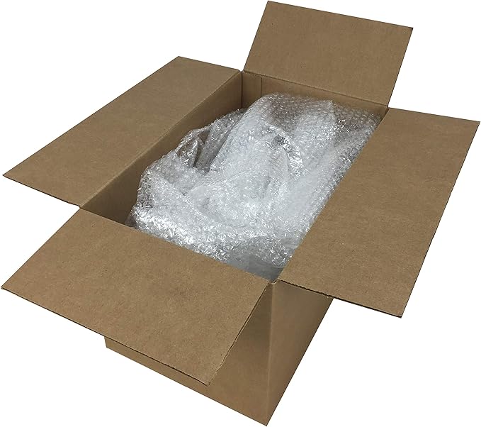 Amazon Basics Bubble Cushioning Wrap Packing Material for Fragile Items, Perforated, 12 inch x 175 ft Long Roll, Small 3/16", Clear