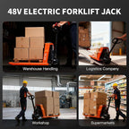 Full Electric Pallet Jack, 4400lbs Capacity Electric Pallet Lift Trucks, 48" x 27" Fork Size Powered Lithium Battery Pallets Truck for Indoor Spaces Warehouse Storage and Material Handling