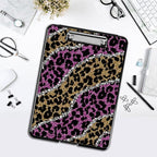 Clipboard with Storage,Office Supplies Nursing Clipboards Folder with Pen Holder Plastic Foldable Clip Board with Storage for Nurse Teacher,Pink Golden Leopard