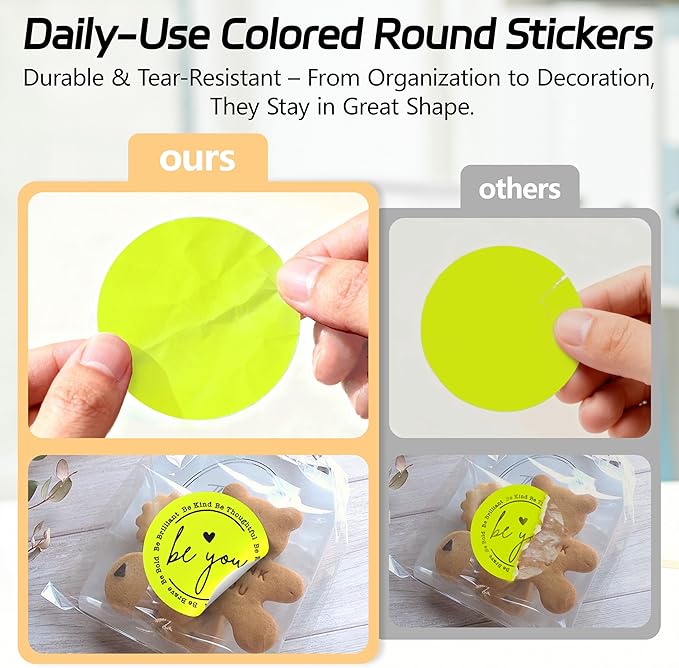 2 inch Dot Stickers Labels Circle Garage Sale Sticker 750Pcs Round Thermal Printer Stickers Printable Writable Price Labels for Yard Sale, Fluorescent Yellow