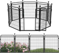 32 in(H) Decorative Garden Fence Outdoor for Yard with Gates,Heavy Duty Iron 8 Panels Total 17.3ft(L) Anti Dig Fence with Gravity Automatic Lock for Indoor/Outdoor Decorative Dog Fence,Black