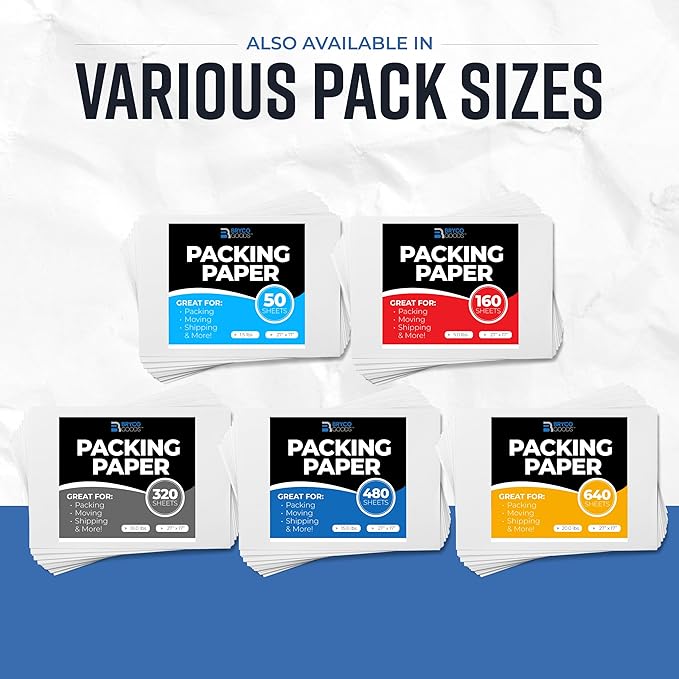 Bryco Goods 24" x 36" Newsprint Packing Paper Sheets for Moving | 160 Sheets | 10lb | Made in USA | Newspaper Paper | Must Have in Your Shipping Supplies