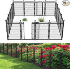 40 in(H) Decorative Garden Fence Outdoor for Yard with 2 Gates,Heavy Duty Iron 16 Panels Total 34.7ft(L) Anti Dig Fence with Gravity Automatic Lock for Indoor/Outdoor Decorative Dog Fence,Black