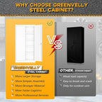Greenvelly Metal Storage Cabinet with 2 Doors and 4 Adjustable Shelves, 72”H Metal Cabinet Lockable Storage Cabinet,Tall Locking File Cabinet for Office,Home, Garage, Gym, School