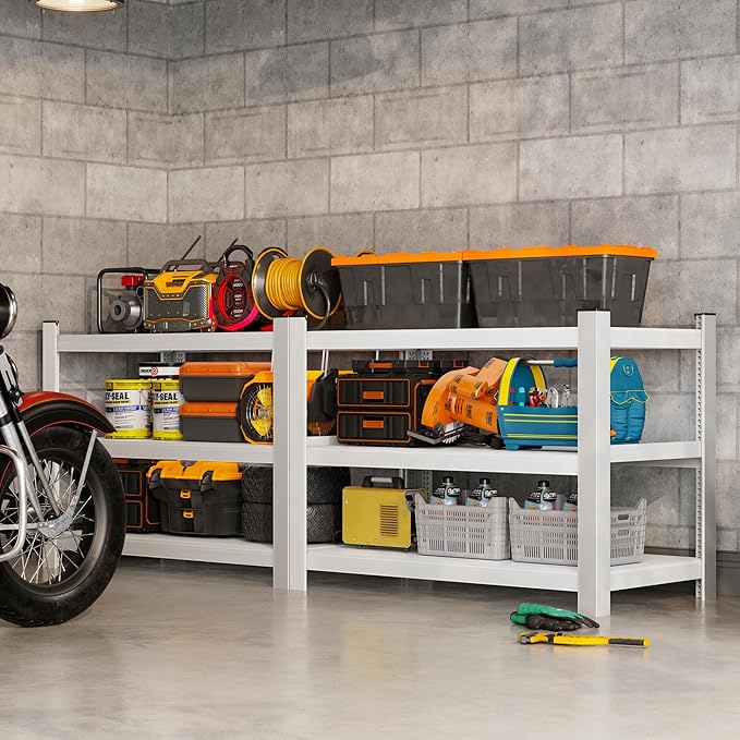 CJF Metal Storage Shelves, 3-Tier Garage Shelving Unit, Heavy Duty Adjustable Metal Shelving for Garage, Basement, Pantry, Warehouse-Black (36 "H x 36" W x 16" D)