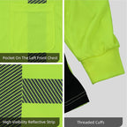 FONIRRA Safety Shirts for Men High Visibility Reflective ANSI Class 2 Hi Vis Construction Work T Shirts Long Sleeve