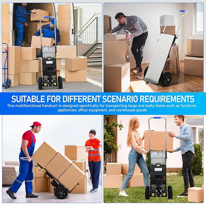 Motorized Hand Truck for Moving Furniture Stair Climbing Hand Truck Dollys Cart with Stair Climbing Wheels Electric Crawler Black