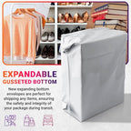 ABC PACK & SUPPLY White Gusseted Poly Mailers, 15 x 20 x 7 Inch. Pack of 25 Expansion Poly Mailers Bags. Shipping Envelopes for Clothing, 2.5 Mil. Plastic Shipping Bags Self Seal. Mailing Packages