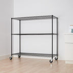 Trinity Basics 3-Tier Adjustable Wire Shelving with Wheels for Kitchen Organization, Garage Storage, Laundry Room, NSF Certified, 600 to 1350 Pound Capacity, 60” by 24” by 54”, Black