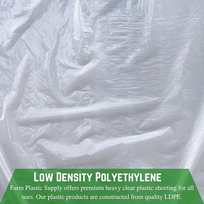 Farm Plastic Supply - Clear Plastic Sheeting - 6 mil - (32' x 100') - Thick Plastic Sheeting, Heavy Duty Polyethylene Film, Drop Cloth Vapor Barrier Covering for Crawl Space