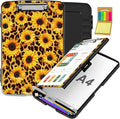 Clipboard with Storage,Office Supplies Nursing Clipboards Folder with Pen Holder Plastic Storage ClipBoard Foldable for Teacher Nurse,Sunflower Leopard Print