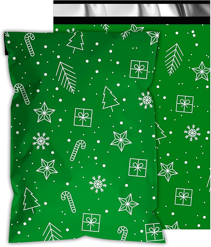 Poly Mailers 14.5x19 Inch 50 Pcs - Christmas printed Shipping Bags, 2.4mil Thickness, Waterproof and Tear Resistant Mailing Envelopes, Self-Sealing Packaging Bags for Small Business