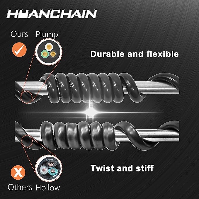 HUANCHAIN 6 FT 16 Gauge Black Indoor Outdoor Extension Cord Waterproof, Flexible Cold Weather 3 Prong Electric Cord Outside, 13A 1625W 125V 16AWG SJTW, ETL Listed