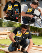 Tool Vest for Men with Adjustable Strap, Reflective Safety Work Vest for Electrician, Carpenter, Construction, Black and Yellow