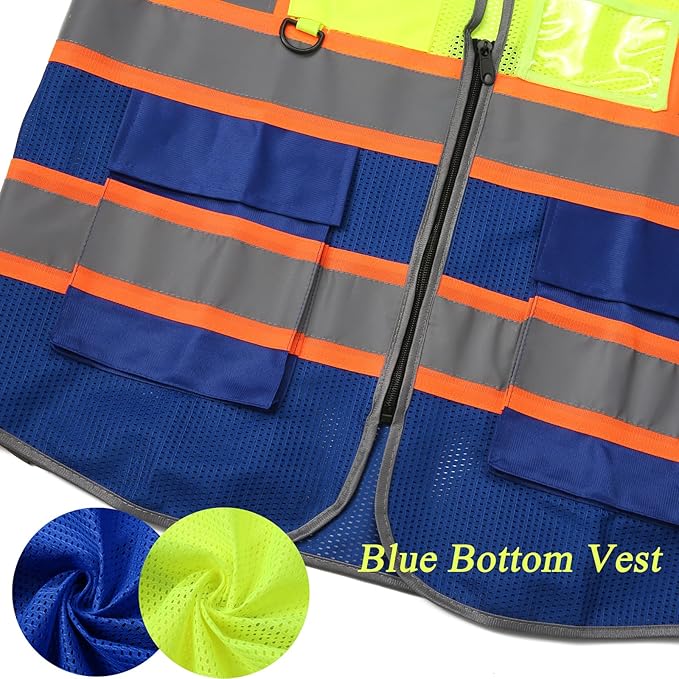 BeautyWill Custom Logo 10/20 Pack Safety Vest Class2 High Visibility Vest with Pockets Breathable Construction Vest Bulk