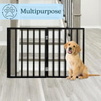Pet Gate - 3-Panel Indoor Foldable Dog Fence for Stairs, Hallways, or Doorways - 54x24-Inch Wood Freestanding Dog Gates by PETMAKER (Black)